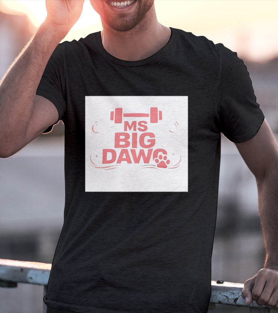 MS Big Dawg Weightlifting Paw Print Fitness T-Shirt