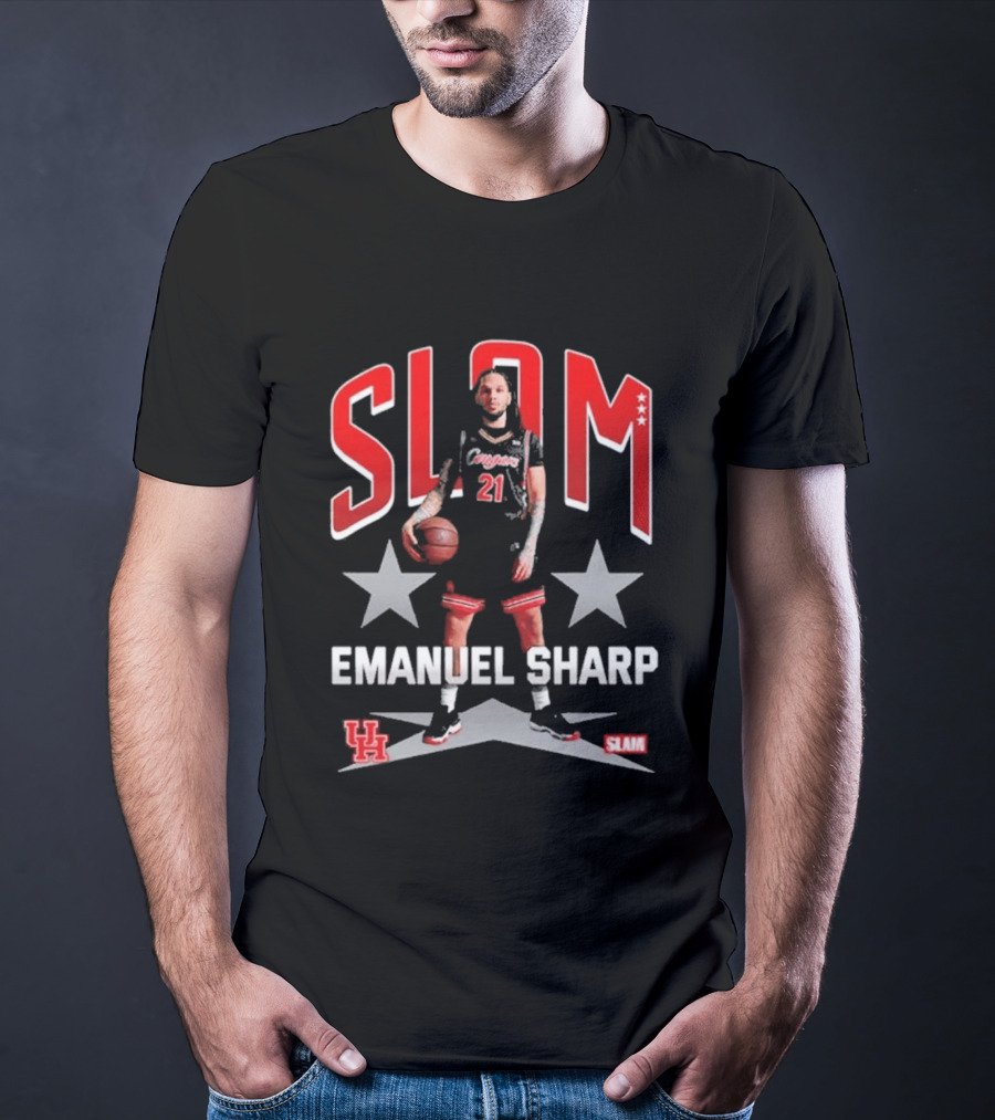 Slam Emanuel Sharp Houston Cougars Basketball UH H Town Stars T-Shirt