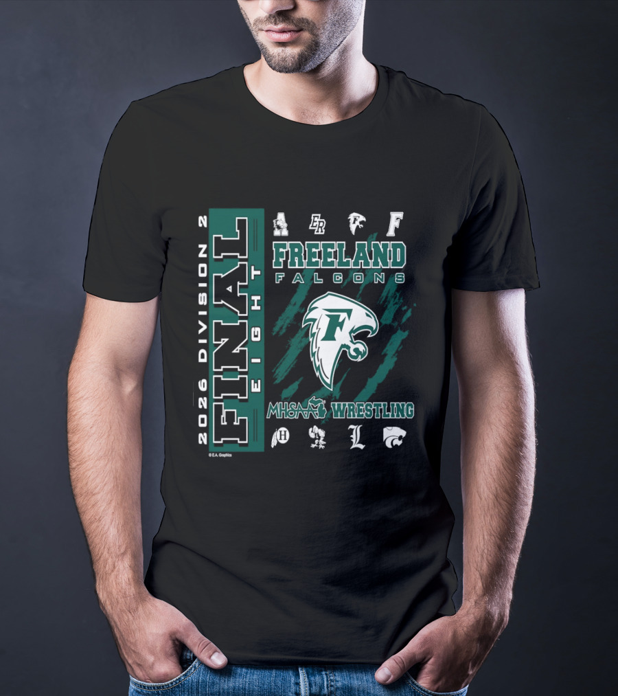 2026 Division 2 Final Eight Freeland Falcons MHSAA Wrestling T-Shirt