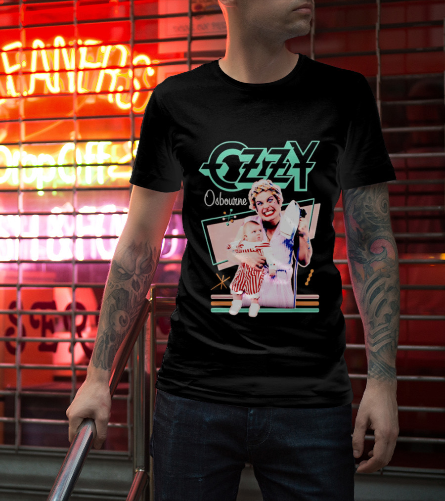 Ozzy Osbourne Retro Woman Holding Baby With Iron T-Shirt