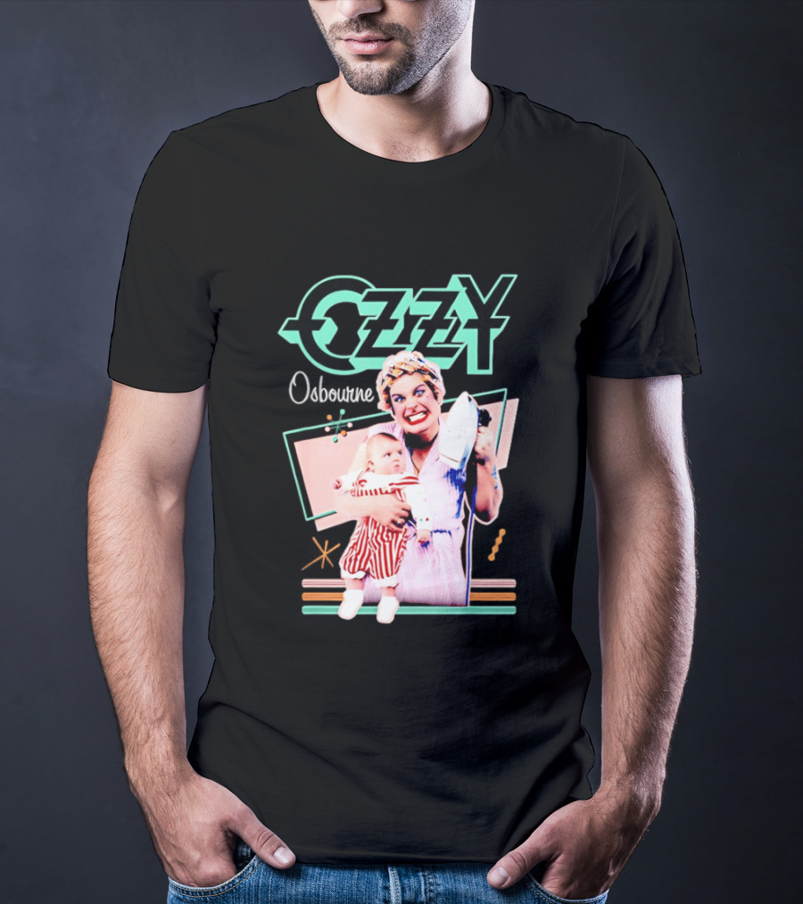 Ozzy Osbourne Retro Woman Holding Baby With Iron T-Shirt