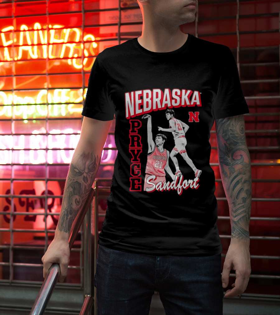 Pryce Sandfort 21 Nebraska Cornhuskers Basketball Team Iconic Red Jersey T-Shirt