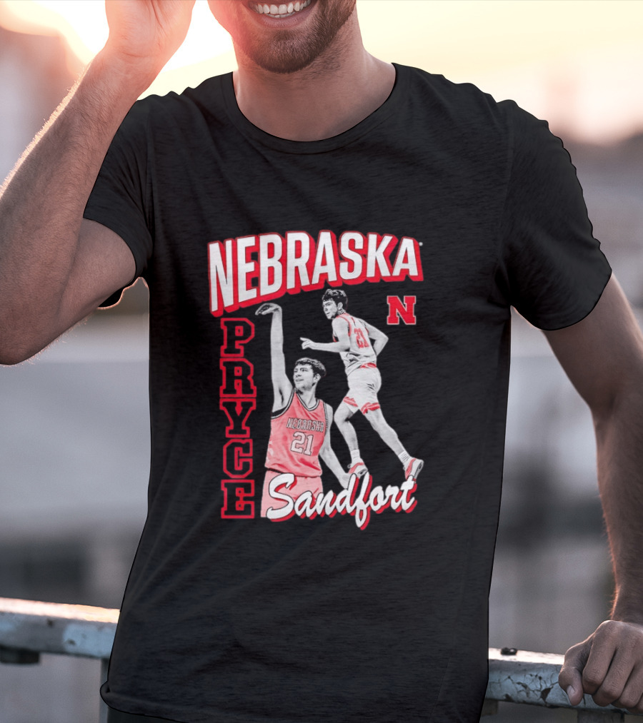 Pryce Sandfort 21 Nebraska Cornhuskers Basketball Team Iconic Red Jersey T-Shirt