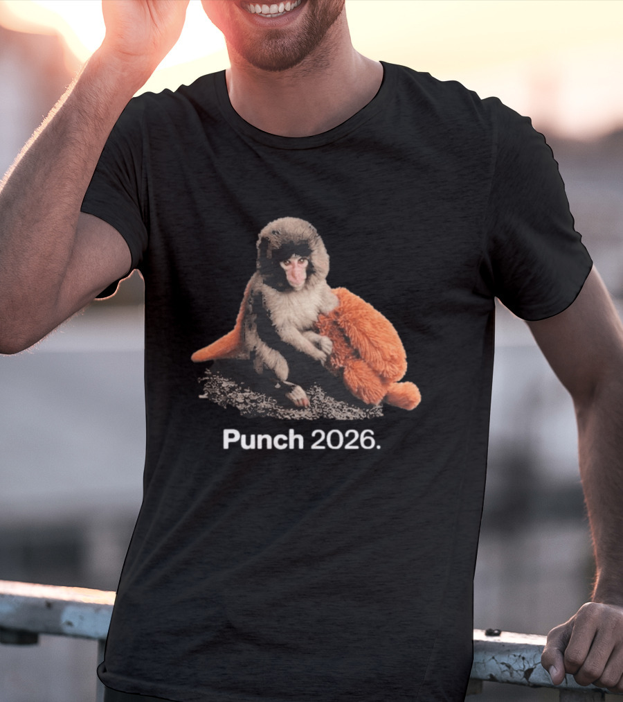 Punch Monkey 2026 Hugging Plush Toy T-Shirt