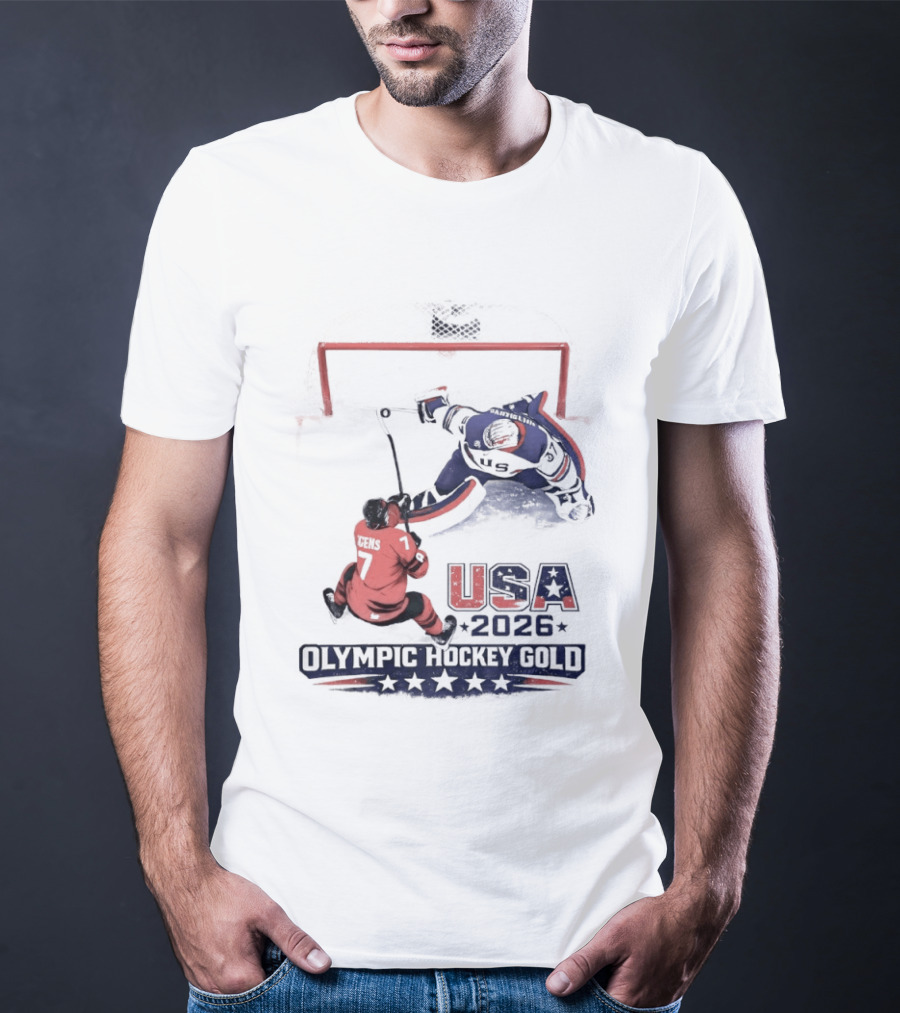 USA 2026 Olympic Hockey Gold Jack Hughes T-Shirt
