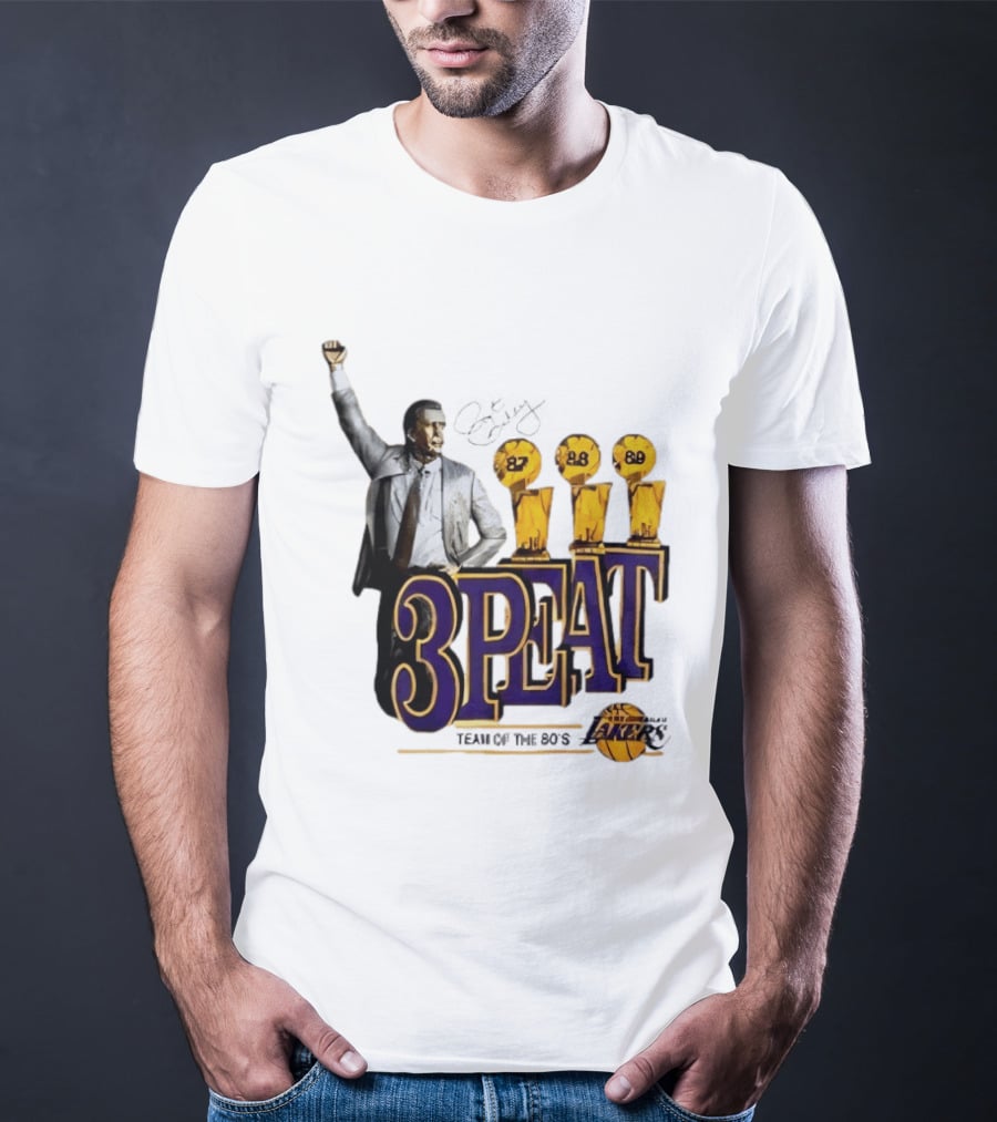 Los Angeles Lakers 3 Peat Team Of The 80s Pat Riley Champions 87 88 89 T-Shirt