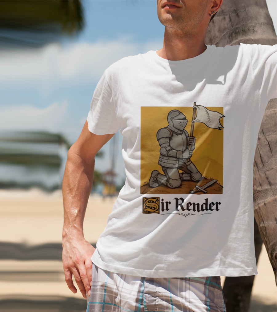 Sir Render Medieval Soldier Holding White Flag Knight Surrender T-Shirt