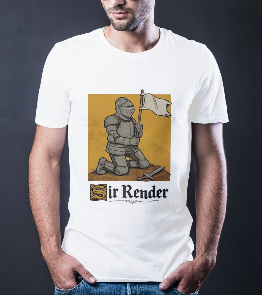 Sir Render Medieval Soldier Holding White Flag Knight Surrender T-Shirt