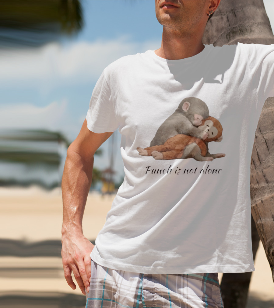 Punch Is Not Alone Hugging Monkeys Cuddle T-Shirt