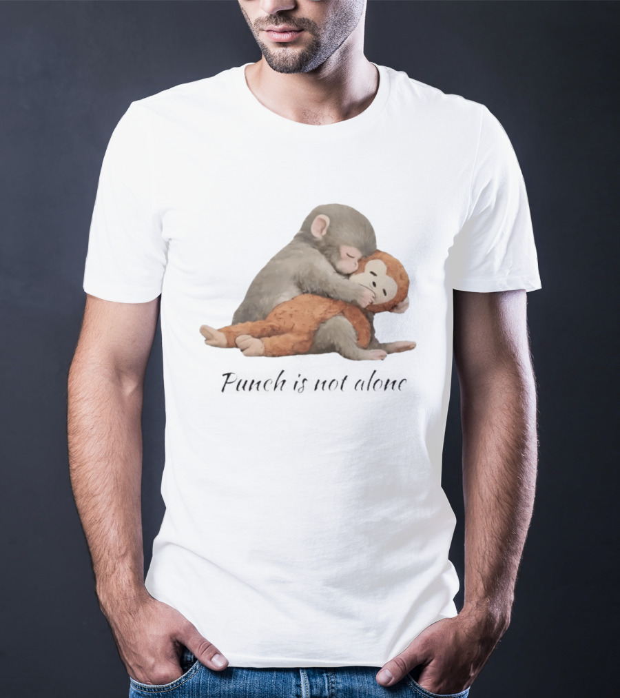 Punch Is Not Alone Hugging Monkeys Cuddle T-Shirt