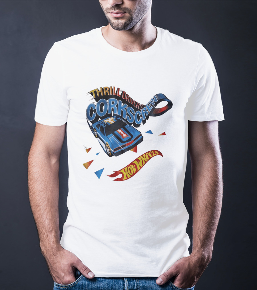 Thrill Drivers Corkscrew Hot Wheels Blue Car Iconic Racing Loop T-Shirt