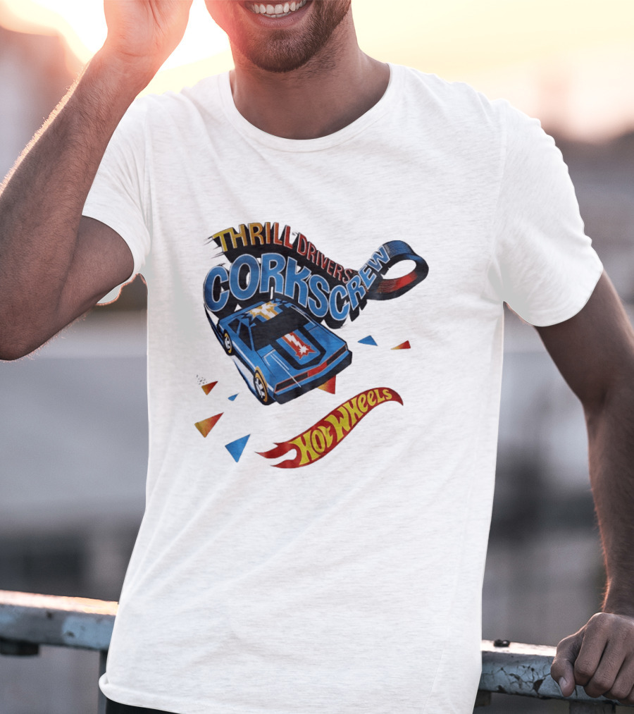 Thrill Drivers Corkscrew Hot Wheels Blue Car Iconic Racing Loop T-Shirt