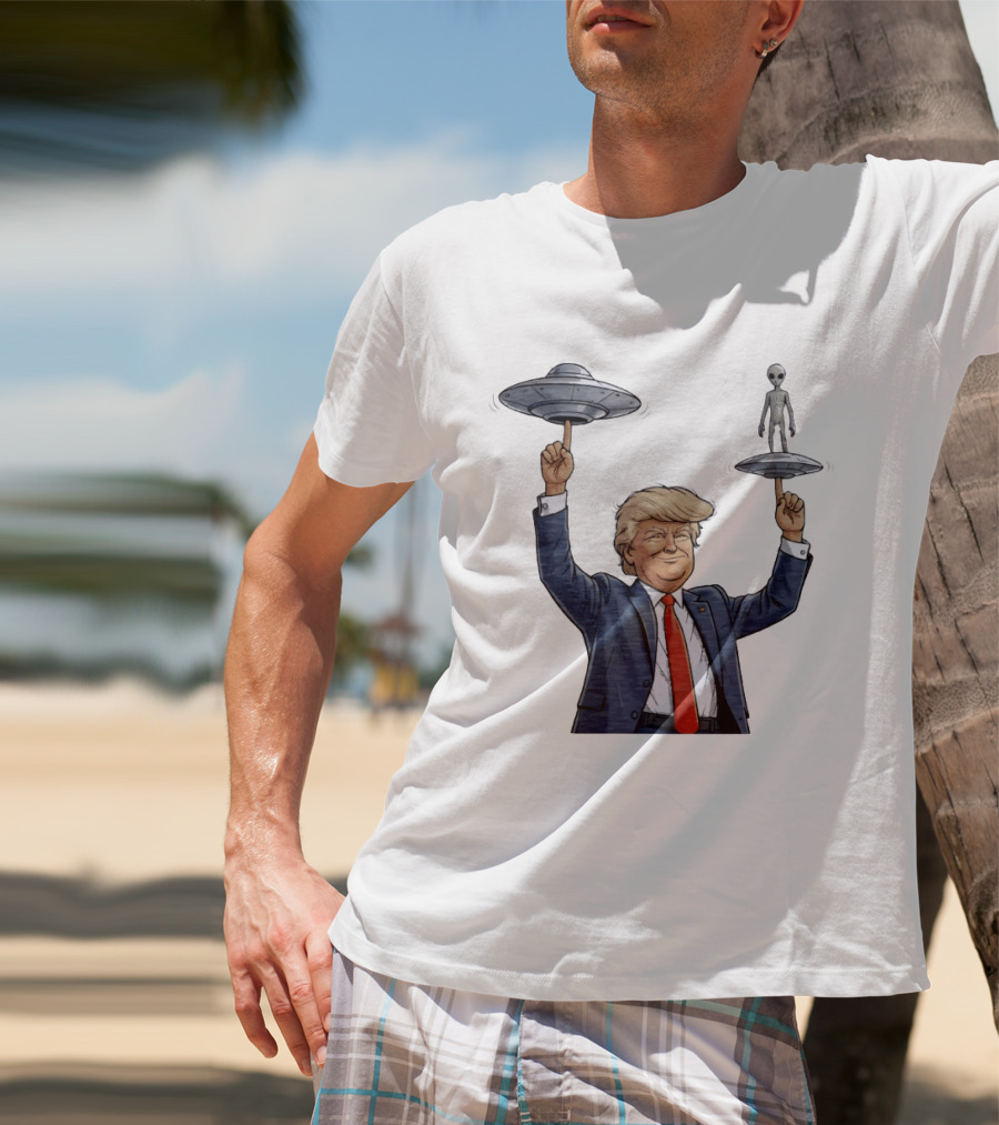 Trump Alien UFO Balancing Act Spinner T-Shirt