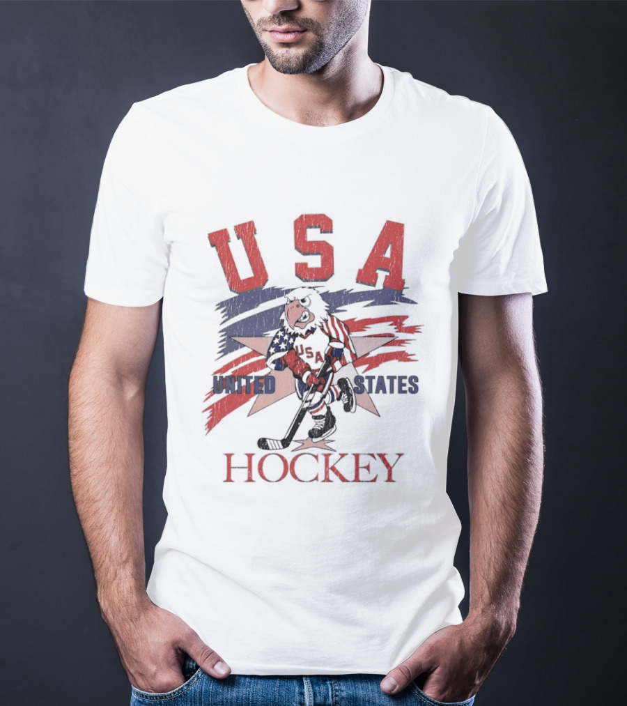 USA Hockey United States Flag Stars And Sticks Bird Player T-Shirt