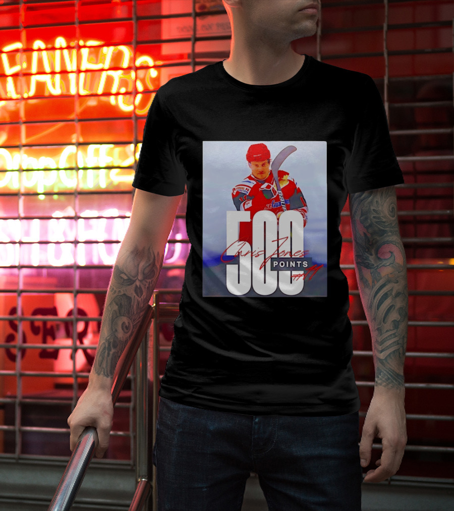 Chris Jones 500 Points Hockey Swindon Wildcats Number 47 T-Shirt