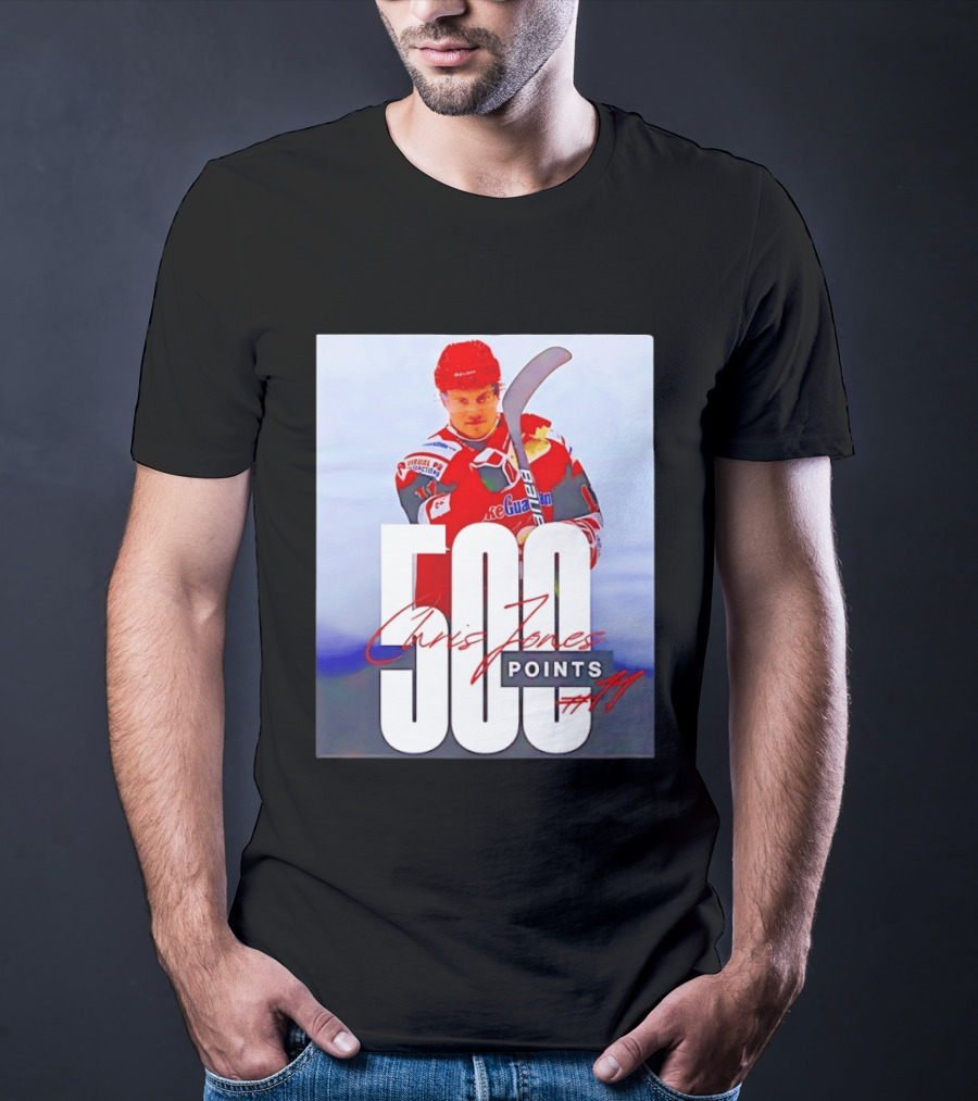 Chris Jones 500 Points Hockey Swindon Wildcats Number 47 T-Shirt