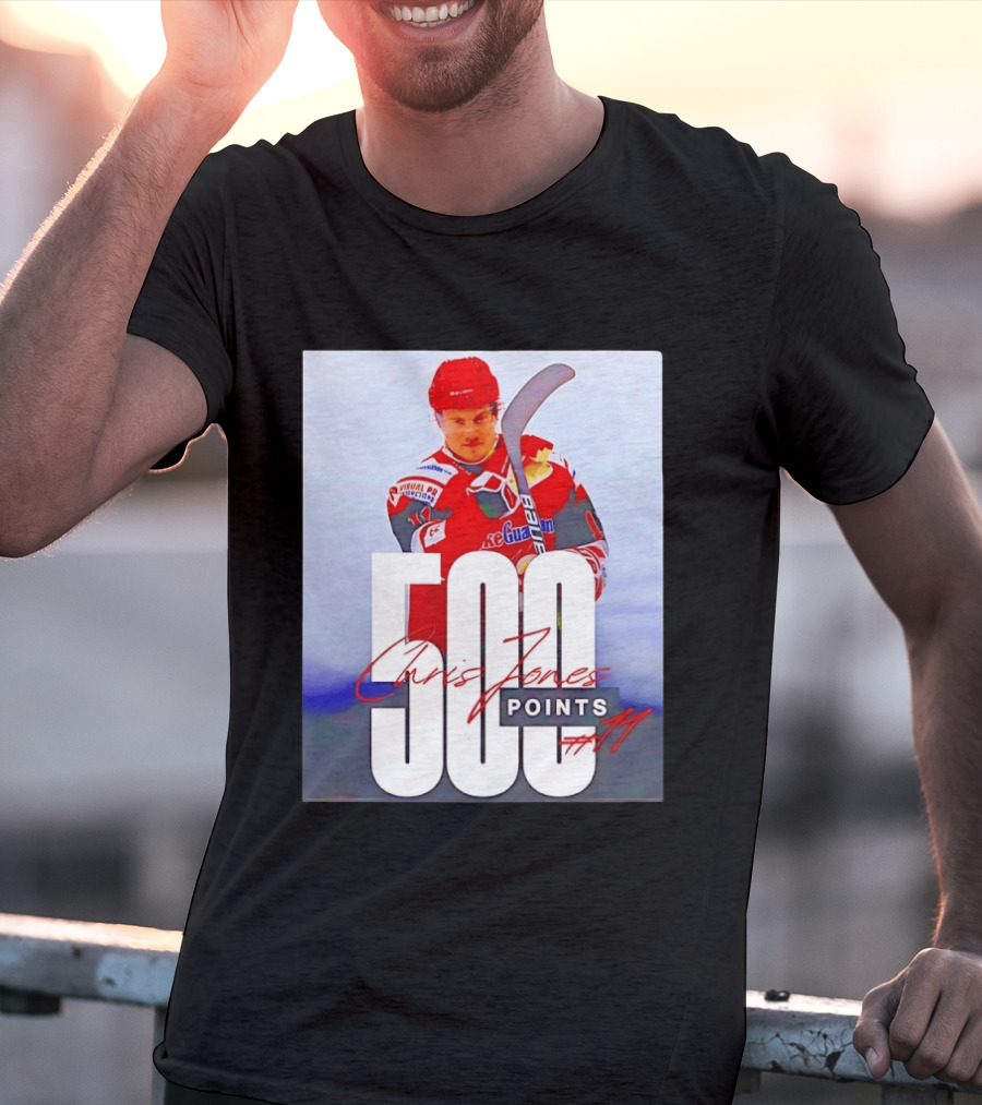 Chris Jones 500 Points Hockey Swindon Wildcats Number 47 T-Shirt