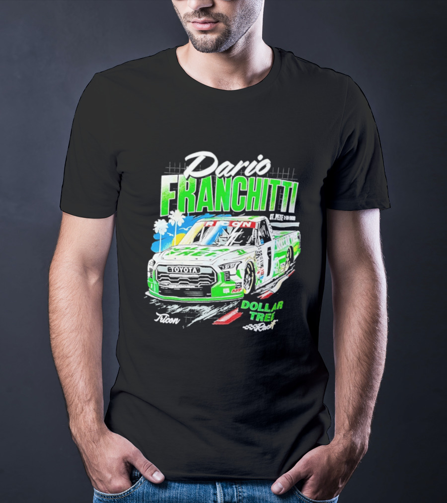 Dario Franchitti Toyota Tundra Dollar Tree Racing Palm Trees And Checkered Flags T-Shirt