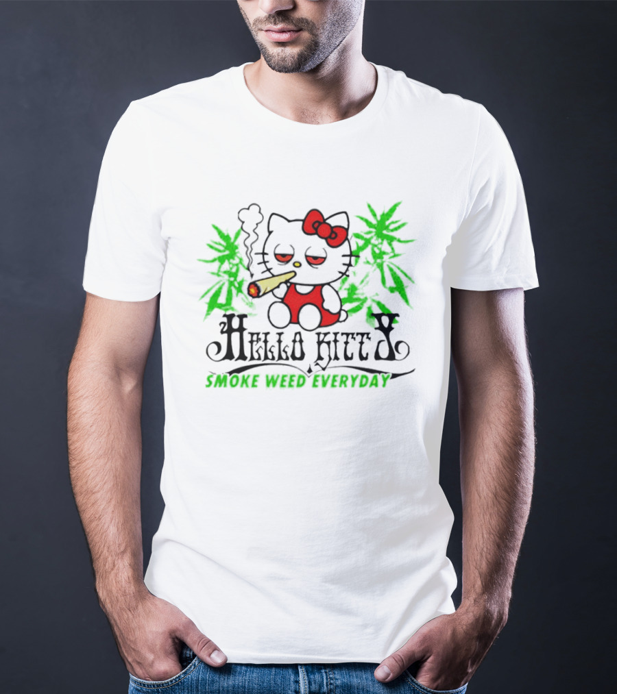 Hello Kitty Smoke Weed Everyday Cannabis Leaves T-Shirt