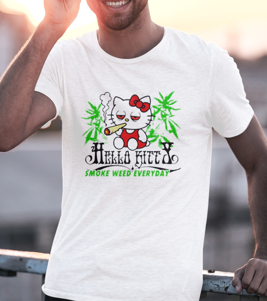 Hello Kitty Smoke Weed Everyday Cannabis Leaves T-Shirt