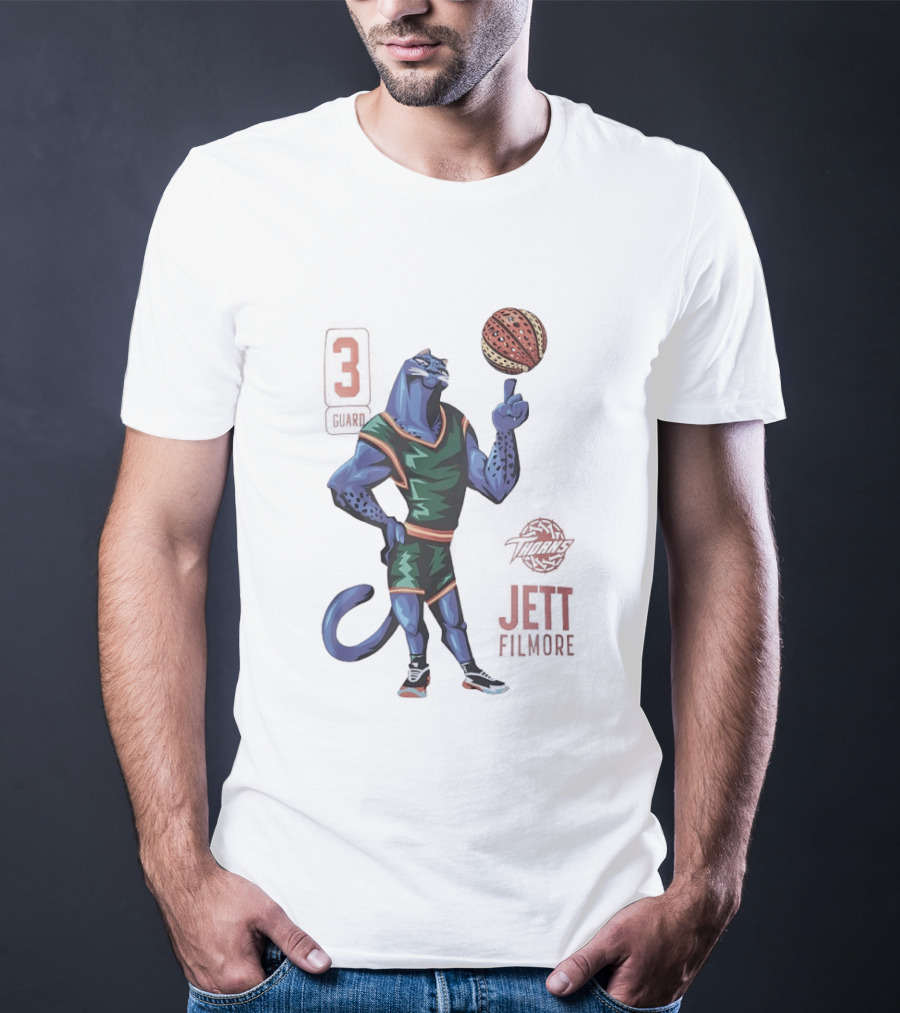 Jett Fillmore Thorns Basketball Blue Panther Character With Number 3 T-Shirt