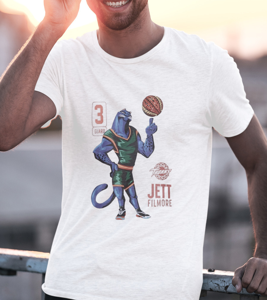 Jett Fillmore Thorns Basketball Blue Panther Character With Number 3 T-Shirt