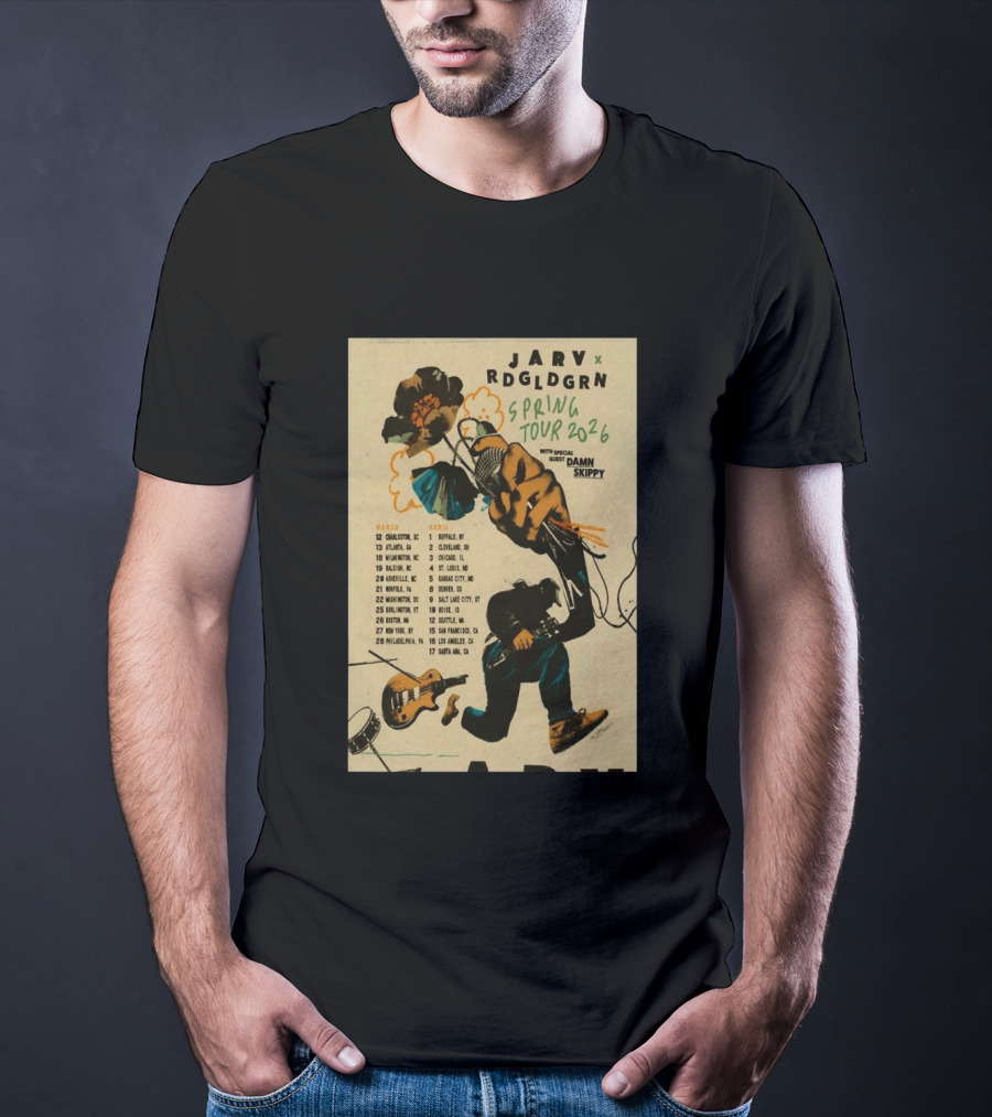 JARV RDGLDGRN Spring Tour 2026 With Guest Damn Skippy Tour Dates T-Shirt