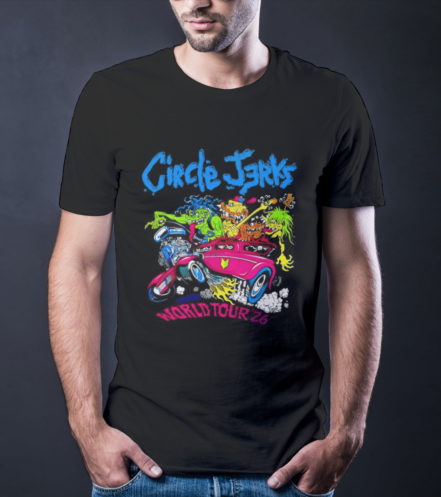 Circle Jerks World Tour 2026 Hot Rod Cartoon T-Shirt