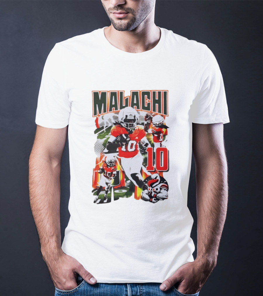 Malachi 10 Miami Hurricanes Football Player Action Collage T-Shirt