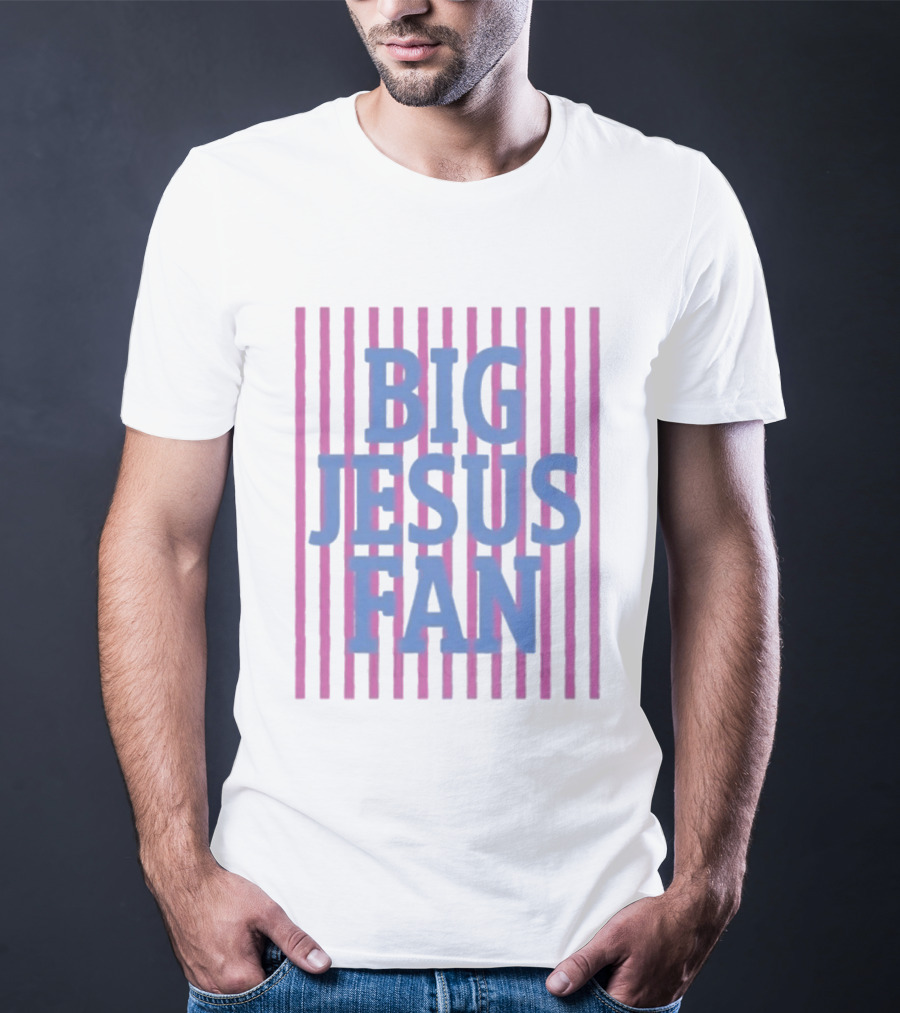 Big Jesus Fan Striped Preppy Christian T-Shirt
