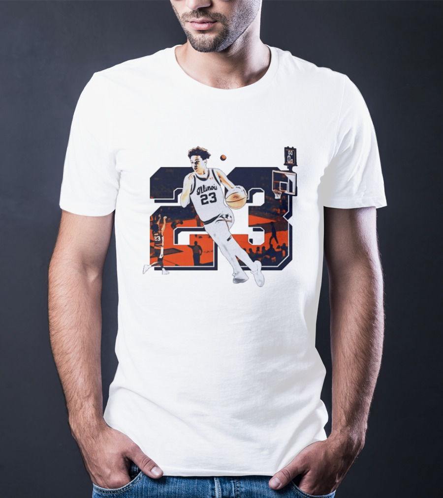 Illinois Fighting Illini Basketball Keaton Wagler 23 Number Dunk T-Shirt