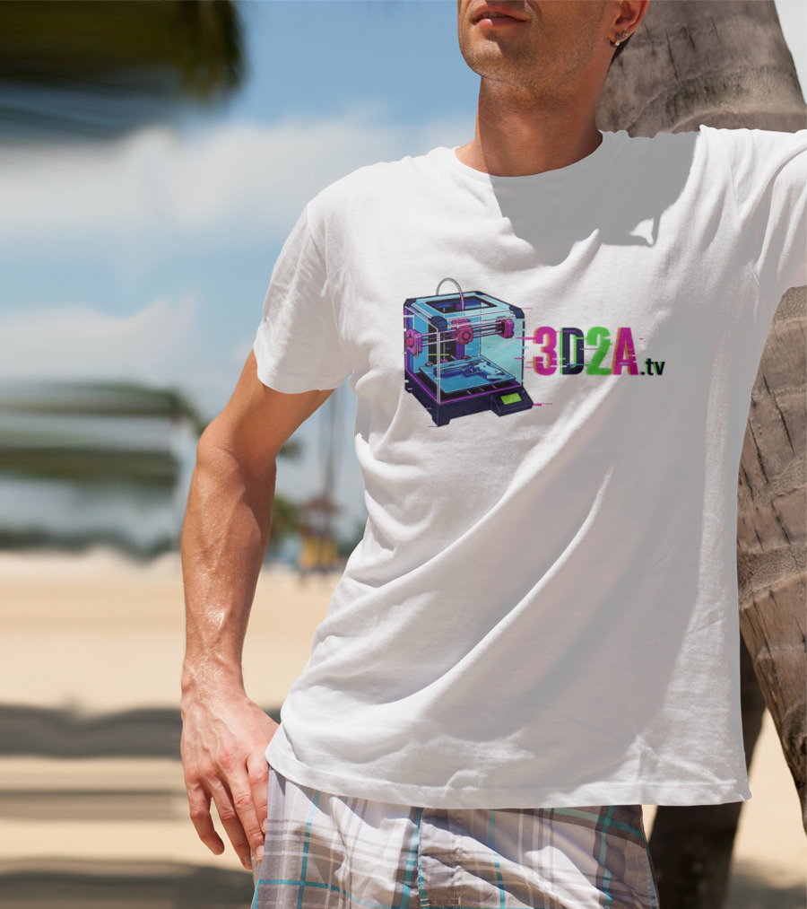 3DZA TV 3D Printer Neon Glitch Aesthetic T-Shirt