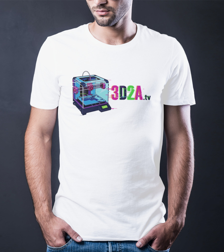 3DZA TV 3D Printer Neon Glitch Aesthetic T-Shirt