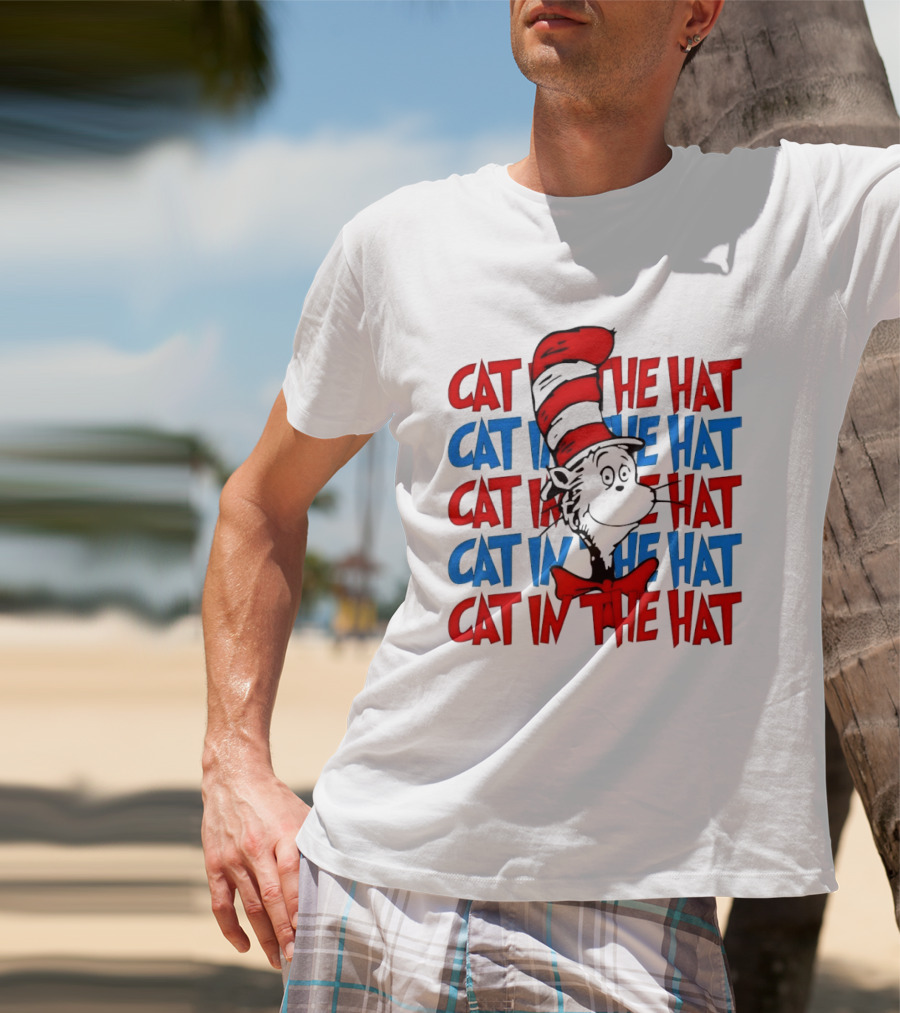 Cat In The Hat Dr. Seuss Red And Blue T-Shirt