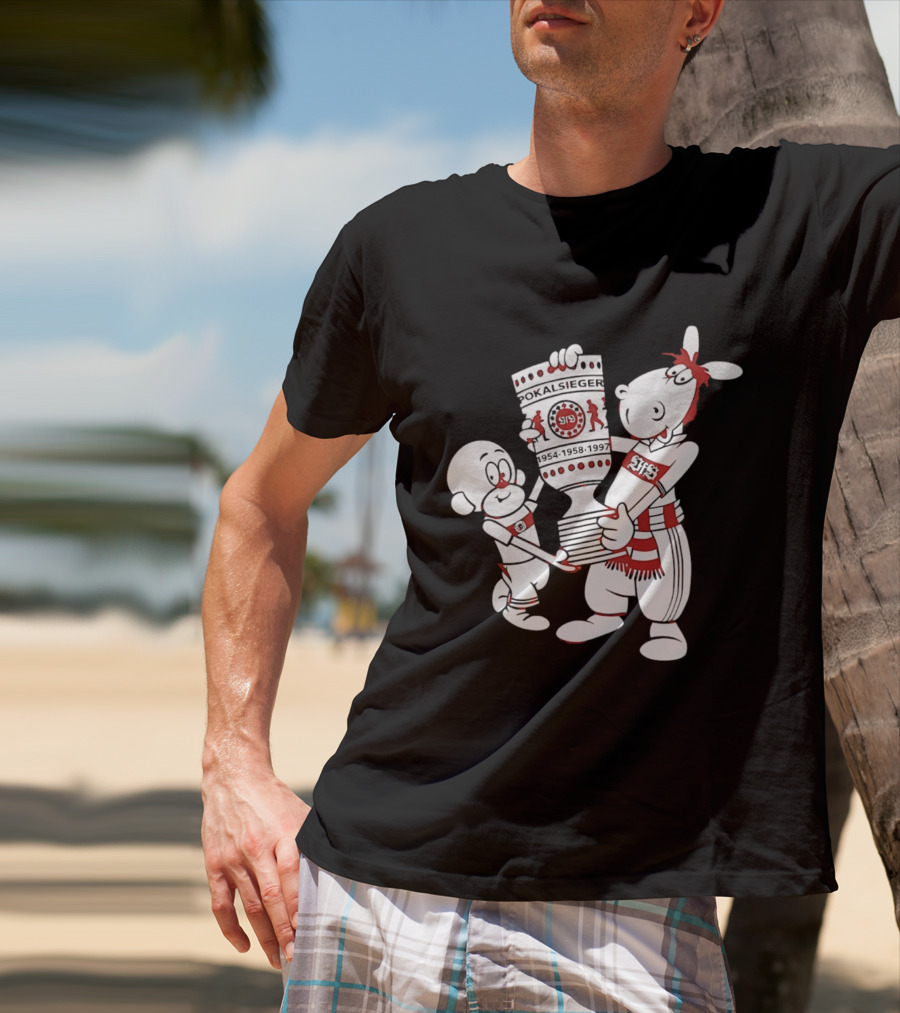 VfB Pokal Affle Und Pferdle Cartoon Celebrating Trophy T-Shirt