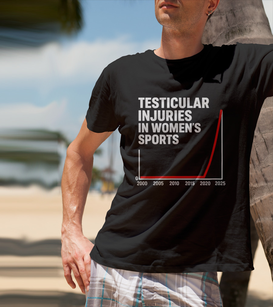 Testicular Injuries In Women's Sports Satirical Chart 2000 2025 Trend Analysis T-Shirt