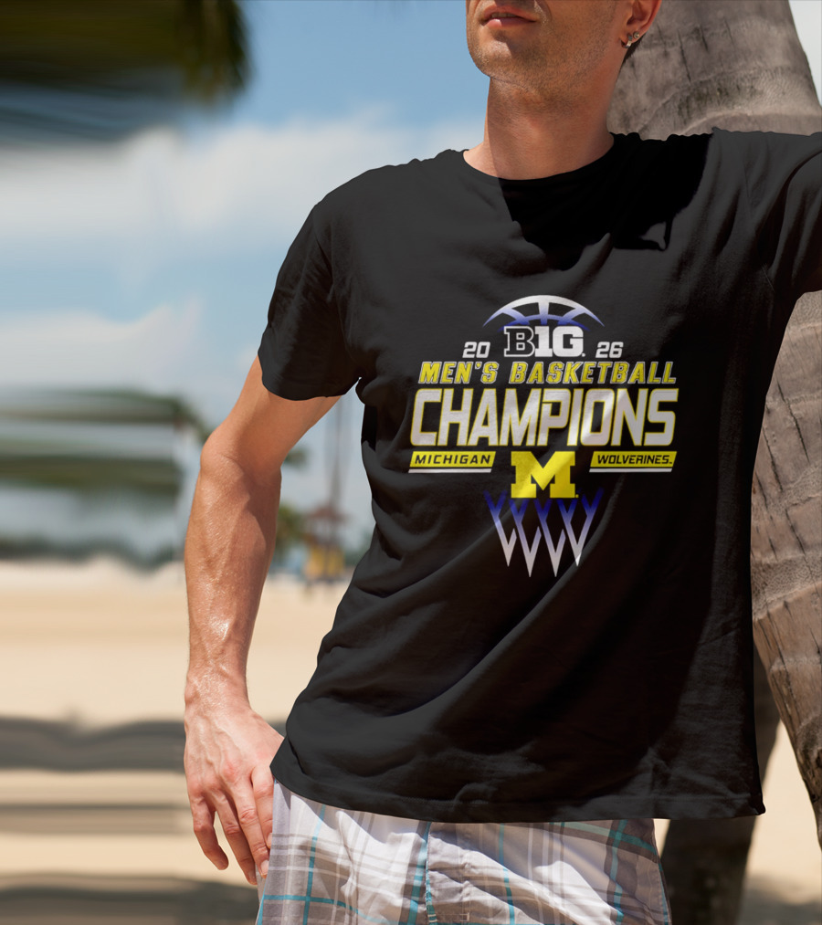 Big Ten 2026 Michigan Wolverines Men's Basketball Champions T-Shirt