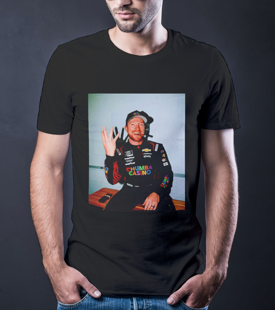 Tyler Reddick Three Peat Chumba Casino Racing Suit And Cigar Celebration T-Shirt