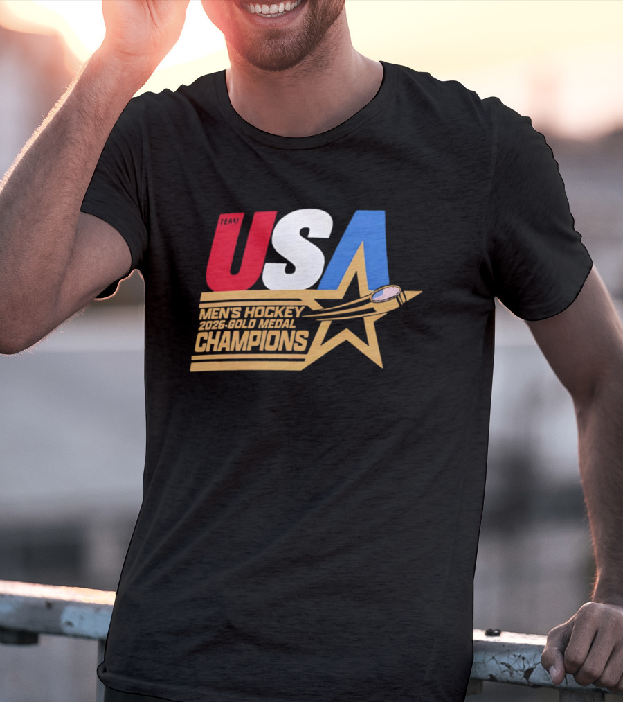 USA Men's Hockey 2026 Gold Medal Champions Star T-Shirt