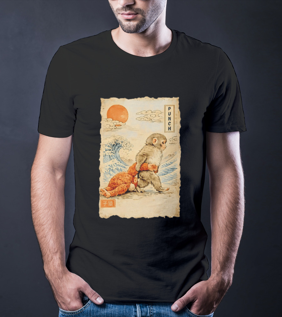 Punch Monkey Ukiyo E Wave Sun Kanji T-Shirt