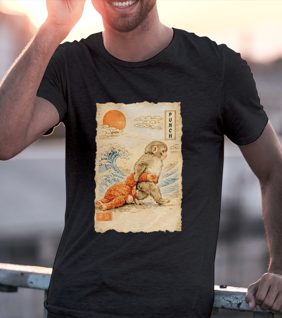 Punch Monkey Ukiyo E Wave Sun Kanji T-Shirt