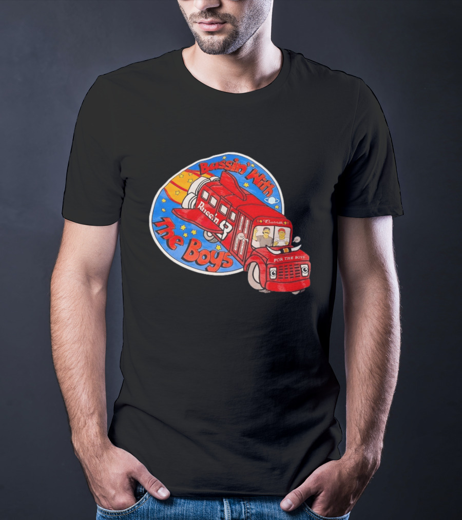 Bussin With The Boys Rocket Bus Adventure Retro Cartoon T-Shirt