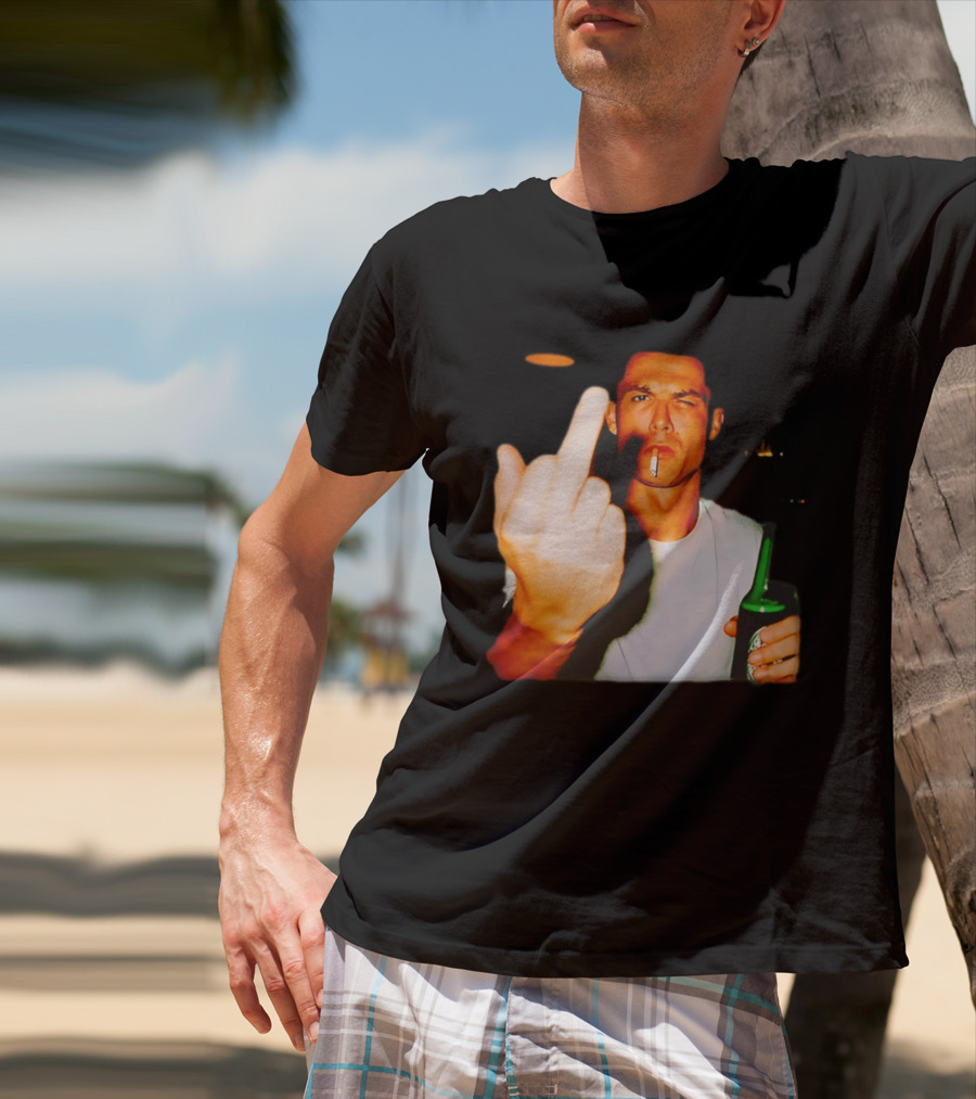 Cristiano Ronaldo Middle Finger Smoking Drinking After Hours T-Shirt