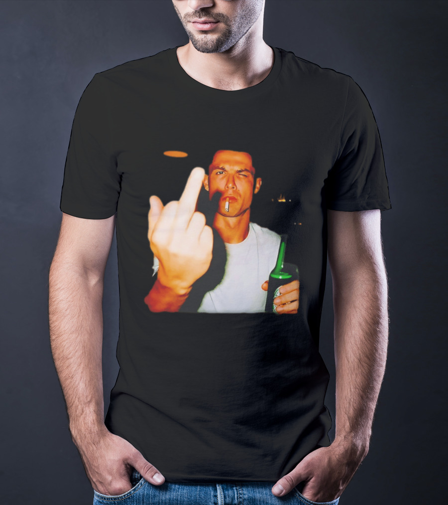 Cristiano Ronaldo Middle Finger Smoking Drinking After Hours T-Shirt