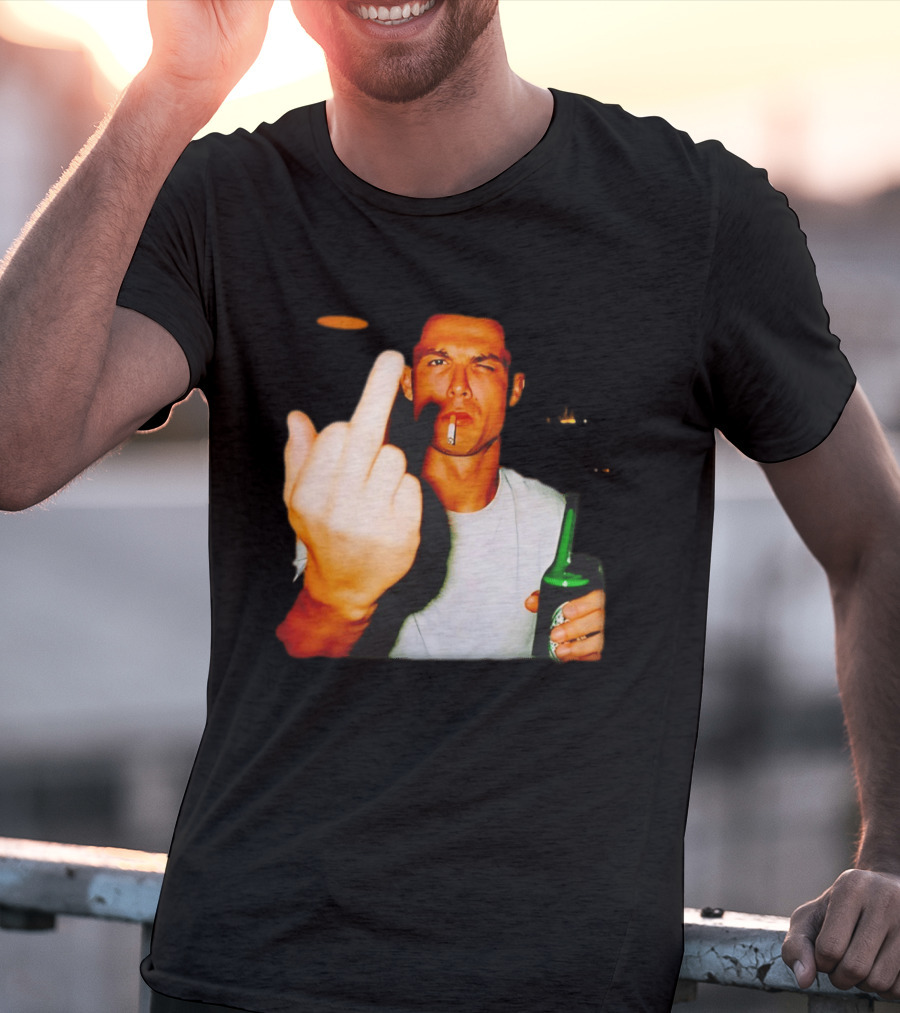 Cristiano Ronaldo Middle Finger Smoking Drinking After Hours T-Shirt