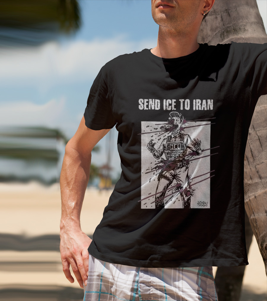 Send Ice To Iran Pink Paint Streaks T-Shirt