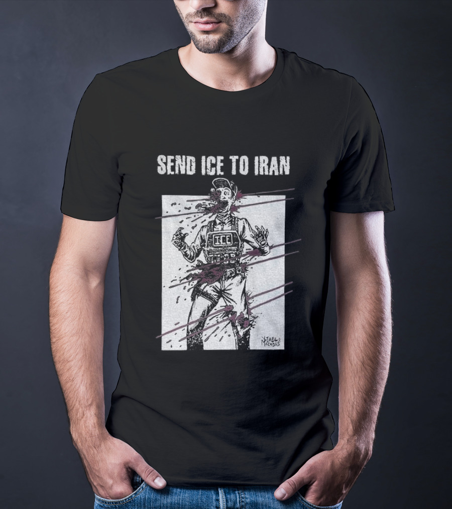 Send Ice To Iran Pink Paint Streaks T-Shirt