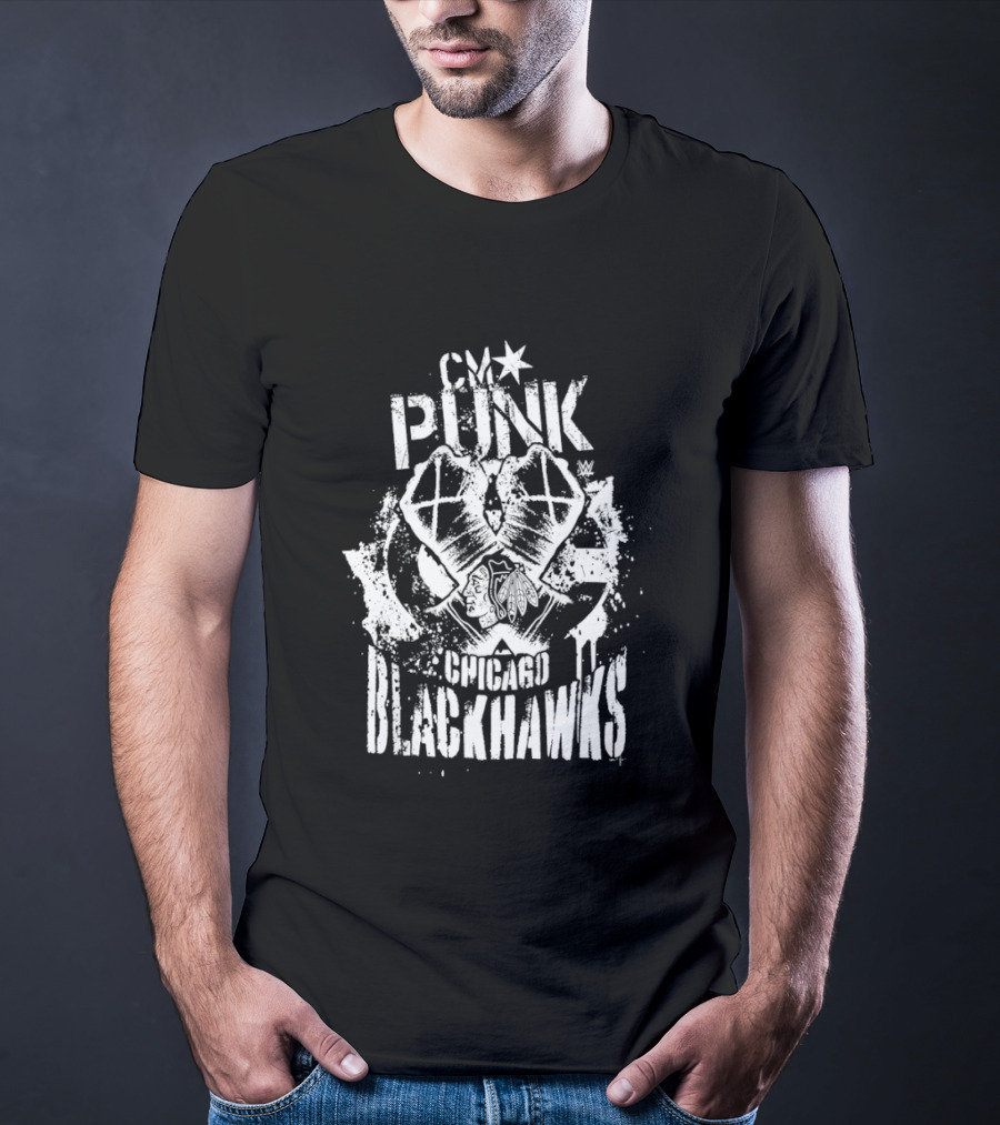 CM Punk Chicago Blackhawks Crossover Collaboration T-Shirt