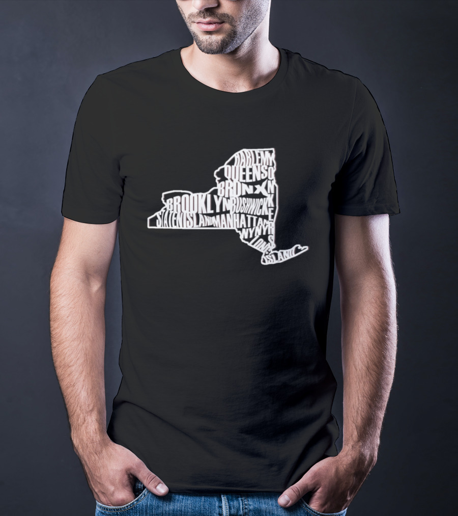 Brooklyn Queens Harlem Bronx Bushwick New York Map T-Shirt