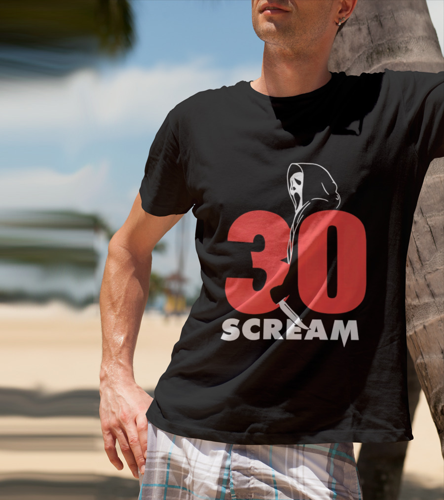 30 Scream Ghost Mask Scythe T-Shirt